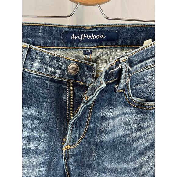 DRIFTWOOD Size 26 Embroidered Side Stripe Jeans Zip Fly Five Pocket Faded Blue - Picture 6 of 7